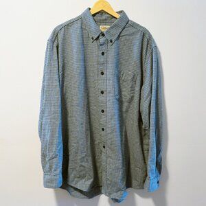 L.L. Bean XL Flannel Shirt Wicked Good Deep Sapphire Blue Green Houndstooth